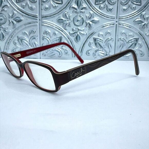 Coach Women's Eyeglasses Nyree (2041) Brown/Red Rectangular Frame 50[]16 135 - Picture 1 of 7
